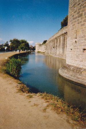 around the moated walls