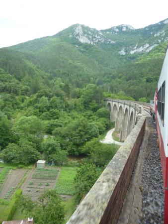 train rouge over viaduct